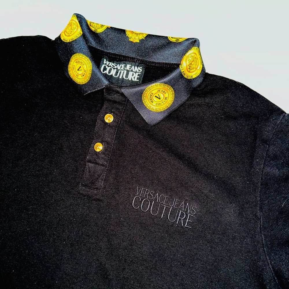 RARE Versace Jeans Couture Medusa Coin Collar Polo Shirt Vintage Y2K XL
